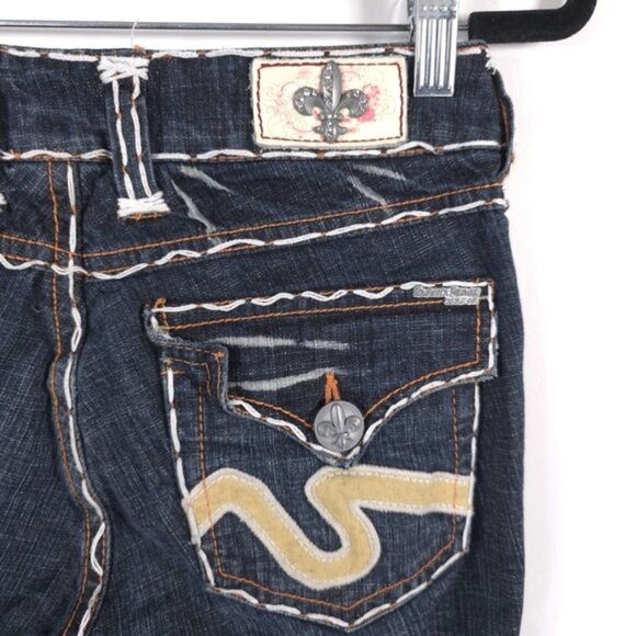 LAGUNA BEACH Women Jeans Embroidered Straight Flare USA MADE ND1010P Y2K Size 27 - Picture 3 of 13